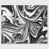 Zwart & Wit Marmer Golvend Modern Glamour Cadeaupapier (Vlak)