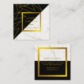 Zwart Wit Marmer Goud Faux Bouw Vierkante Visitekaartje (Voorkant / Achterkant)