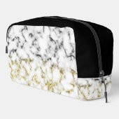 Zwart wit marmer goud faux sparkle bling toilettasje (Rechterhoek)