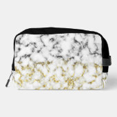 Zwart wit marmer goud faux sparkle bling toilettasje (Achterkant)