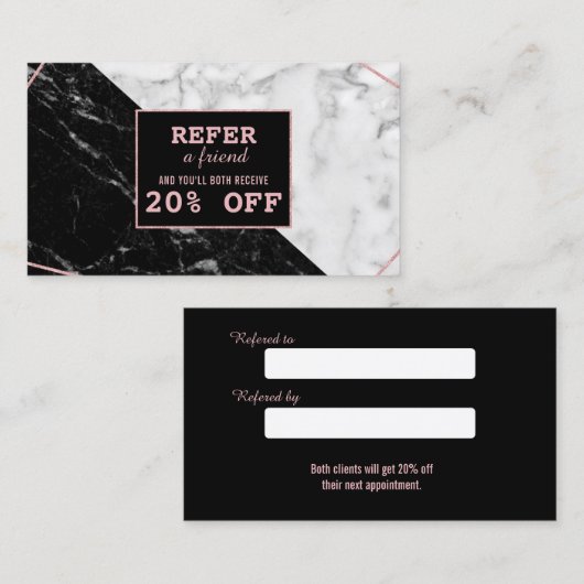 Zwart Wit Marmer Goud Make-up Artiest Referral (Voorkant / Achterkant)