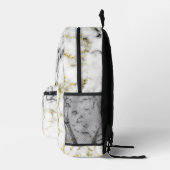 Zwart wit marmer goud sparkle bling Monogram Bedrukte Rugzak (Rechts)