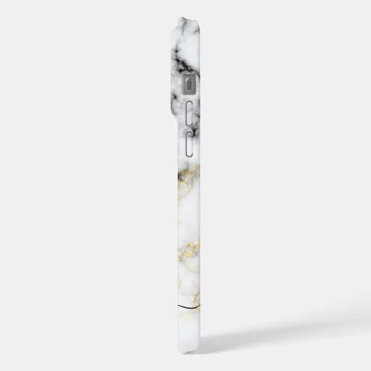 Zwart wit marmer goud sparkle bling Monogram iPhone Hoesje (Linkerkant)