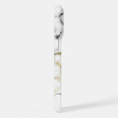 Zwart wit marmer goud sparkle bling Monogram iPhone Hoesje (Rechterkant)