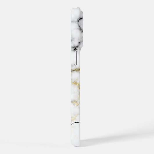 Zwart wit marmer goud sparkle bling Monogram iPhone Hoesje (Rechterkant)