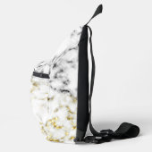 Zwart wit marmer goud sparkle bling Monogram Sling Bag (Rechts)