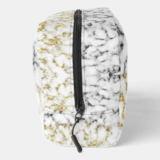 Zwart wit marmer goud sparkle bling Monogram Toilettasje (Rechts)