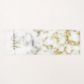 Zwart wit marmer goud sparkle bling Monogram Yogamat (Voorkant (horizontaal))