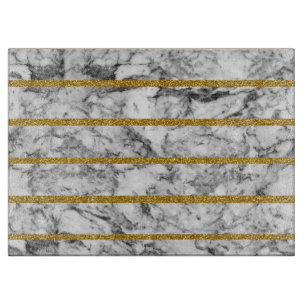 Zwart wit marmer goudglittereffect strepen snijplank