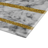 Zwart wit marmer goudglittereffect strepen snijplank (Hoek)