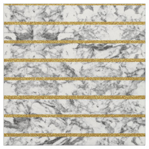 Zwart wit marmer goudglittereffect strepen stof