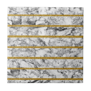 Zwart wit marmer goudglittereffect strepen tegeltje