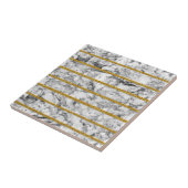 Zwart wit marmer goudglittereffect strepen tegeltje (Zijkant)