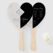 Zwart Wit Marmer Grijs Monogram Trouwprogramma Handwaaier (Voorkant en achterkant)