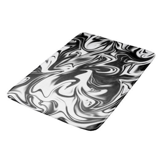 Zwart wit marmer, groot geheugenschuimballet badmat (Gekanteld)