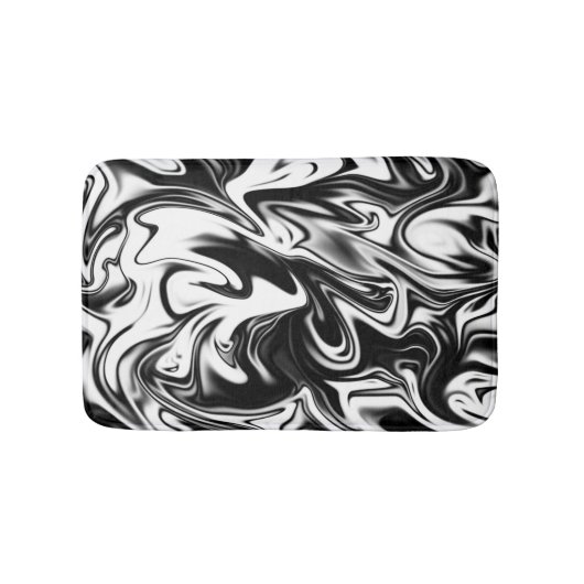 Zwart wit marmer, klein geheugenschuimballetje badmat (Voorkant)