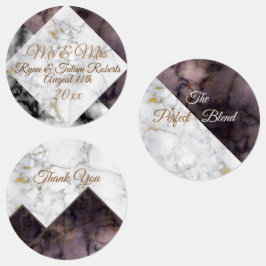 Zwart & Wit Marmer Kleurblok Custom Occasion Labels
