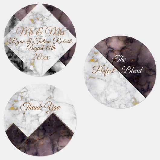 Zwart & Wit Marmer Kleurblok Custom Occasion Labels (Groep)