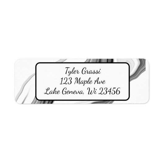 Zwart-wit marmer-label etiket (Voorkant)