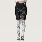 Zwart wit marmer Leggings (Voorkant)