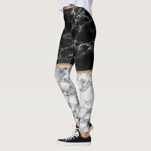 Zwart wit marmer Leggings (Links)