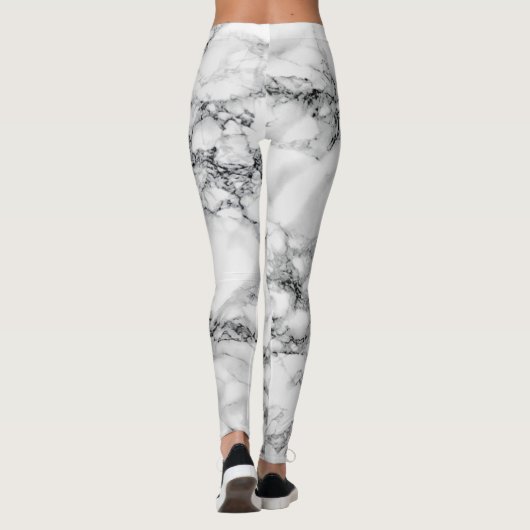 Zwart wit marmer Leggings (Achterkant)