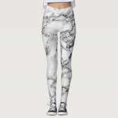 Zwart wit marmer Leggings (Voorkant)
