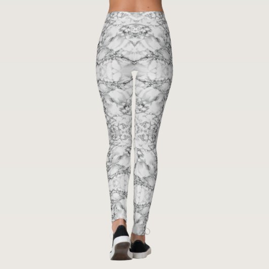 Zwart wit marmer Leggings (Achterkant)