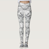 Zwart wit marmer Leggings (Voorkant)