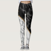Zwart wit marmer Leggings gepersonaliseerde letter (Voorkant)
