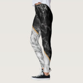 Zwart wit marmer Leggings gepersonaliseerde letter (Links)
