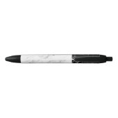 Zwart-wit marmer Modern Elegant Verfijnd Zwarte Inkt Pen (Achterkant)