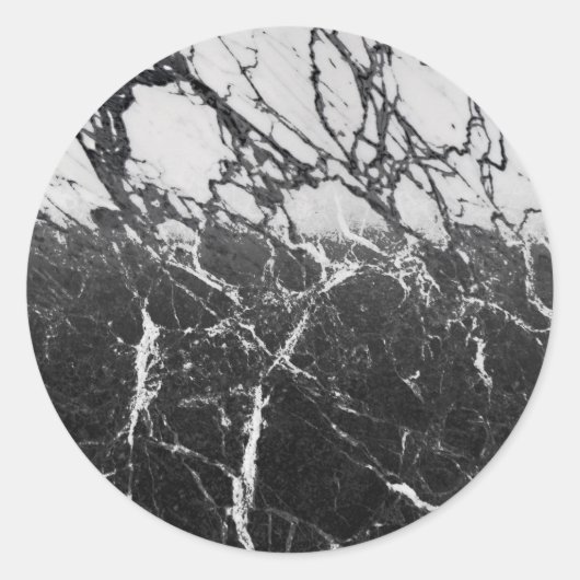 Zwart & Wit Marmer Modern Glam Modefeest Ronde Sticker (Voorkant)