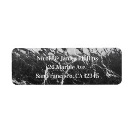Zwart & Wit Marmer Modern Glam Modieuze Feestje Etiket