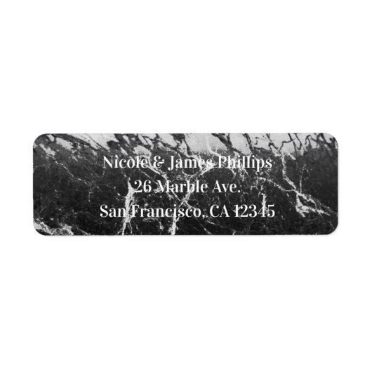 Zwart & Wit Marmer Modern Glam Modieuze Feestje Etiket (Voorkant)