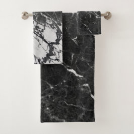 Zwart & Wit Marmer Modern Glam Stijlvol Bad Handdoek