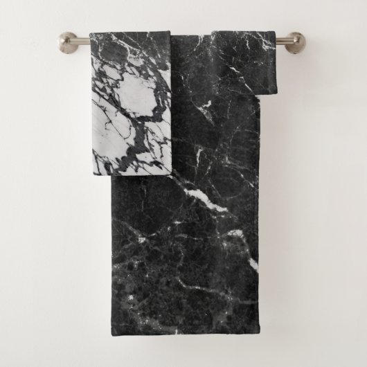 Zwart & Wit Marmer Modern Glam Stijlvol Bad Handdoek (Insitu)