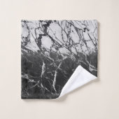 Zwart-wit marmer Modern Glam Trendy Bad Handdoek (Wasdoekje)