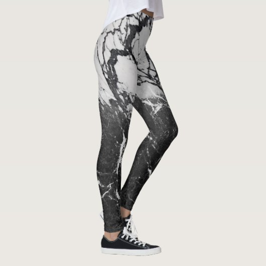 Zwart-wit marmer Modern Glam Trendy Leggings (Rechts)