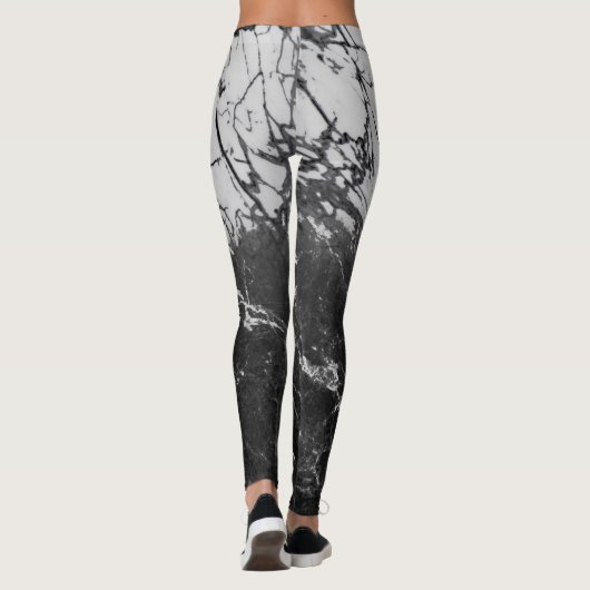 Zwart-wit marmer Modern Glam Trendy Leggings (Achterkant)