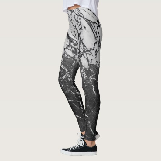 Zwart-wit marmer Modern Glam Trendy Leggings (Links)