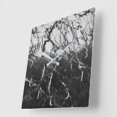 Zwart-wit marmer Modern Glam Trendy Vierkante Klok (Hoek)