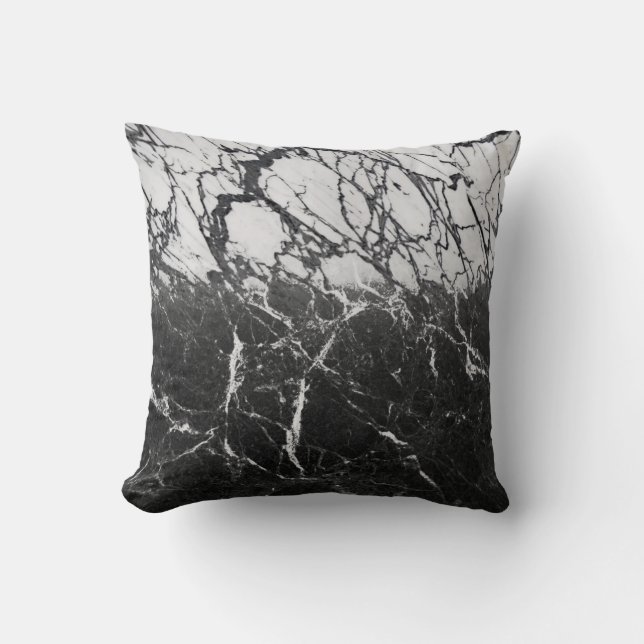 Zwart & Wit Marmer Modern Glamour Trendmatig Kussen (Voorkant)