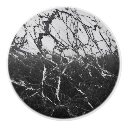 Zwart & Wit Marmer Modern Glamour Trendsettend Keramische Knop (Voorkant)