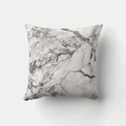 Zwart-wit marmer monogram Initiaal Kussen (Achterkant)