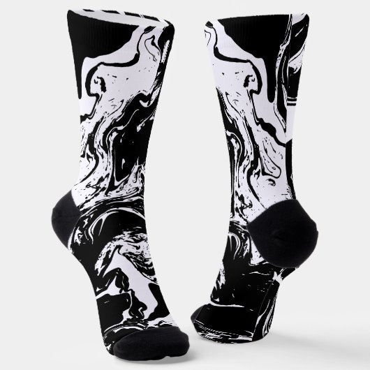 Zwart-wit marmer motief sokken (Gebogen)