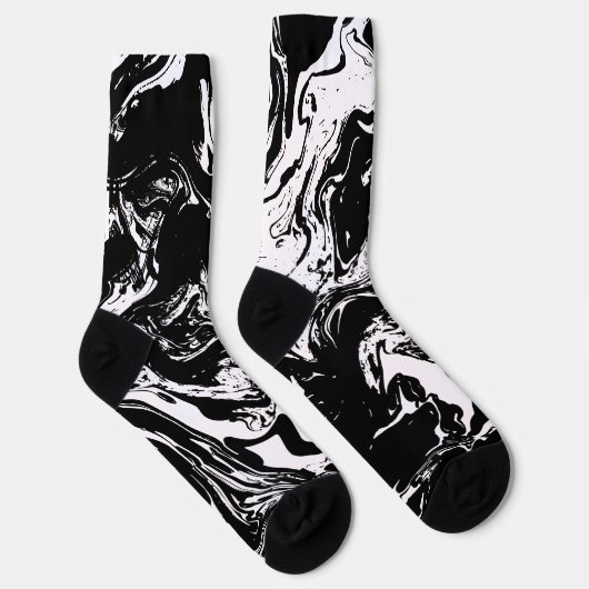 Zwart-wit marmer motief sokken (Rechts)