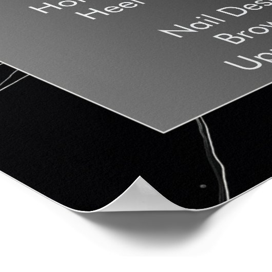 Zwart-wit marmer Nagelsalon Prijs Menu Menu Poster (Hoek)