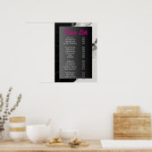 Zwart-wit marmer Nagelsalon Prijs Menu Menu Poster (Keuken)