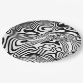 Zwart-wit marmer papieren bordje (Gekanteld)